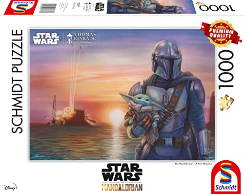 Schmidt Spiele 57377 Thomas Kinkade, Lucas Film, The Mandalorian, A New Direction, Puzzle Da 1000 Pezzi, Colore Black White 1717, Normale