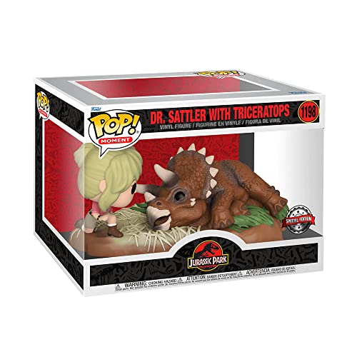 Funko Jurassic Park Pop! Moment Statuetta In Vinile Dr. Sattler Con Triceratopo Edizione Speciale 9 Cm