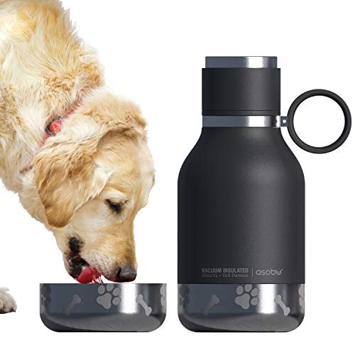 Asobu - Dog Bowl - Edelstahlflasche Con Hundenapf 1 Liter Nero