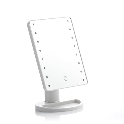 Innovagoods® Specchio Da Tavolo Con Luci Led Tattili Perflex, Illumina Il Tuo Viso E Valorizza Il Tuo Trucco, Con Funzione Di Specchio Led, Touch E De