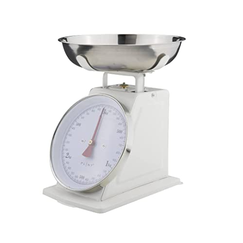 Plint New 3Kg Traditional Weighing Kitchen Scale With Stainless Steel Bowl, Retro Scales Mechanical Vintage, Retro Food Scales With Large Metal Bowl (
