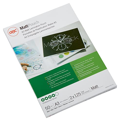 Gbc Pouch Confezione Da 50 Buste Per Plastificazione A Caldo, Con Finitura Opaca, In Formato A3, Spessore Di 2 X 125 Micron, 303 X 426 X 2 Mm, 3747521