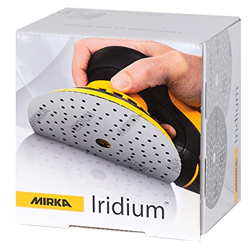 Mirka Iridium Premium Carta Abrasiva Ø 150 Mm A Strappo 121 Fori, Grana 320, 100 Pz / Per La Levigatura Di Vernice, Stucco, Fondo, Legno, Acciaio, Mat