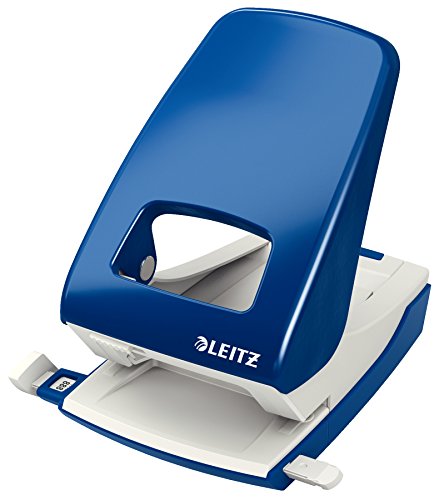 Leitz Pratica Perforatrice Da Ufficio, Capacità Fino A 40 Fogli, Blu, Metallo, Guida Di Arresto Con Barra Di Selezione Del Formato, Gamma Nexxt, Box,