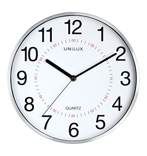 Unilux Orologio Da Parete Aria Quartz System, 30,5 Cm, Con Doppio Display In Metallo Grigio