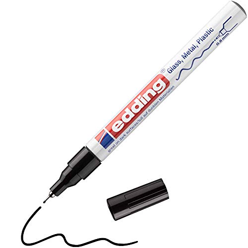 Edding 780 Marcatore A Vernice Lucida, Nero, 1 Pennarello, Punta Rotonda Extra-Fine 0,8 Mm, Impermeabile, Altamente Coprente, Bullet Journals, Hand Le