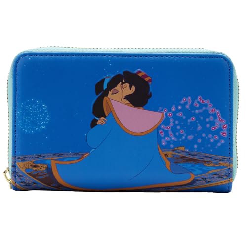 Loungefly Disney Aladdin Princess Scene Zip Around Portafoglio, Blu, Portafoglio Con Cerniera