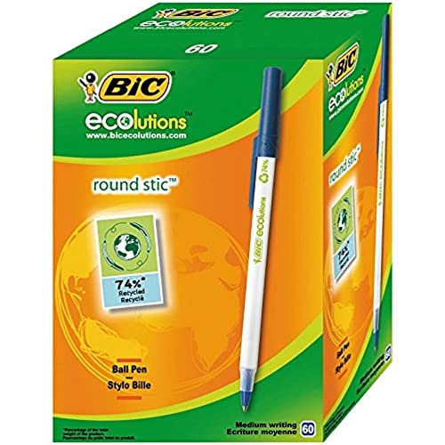 Bic Ecolutions, 893240, Round Stic, Blu, 60 Pezzi
