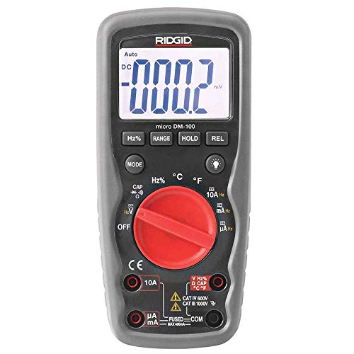 Ridgid 37423 Micro Dm-100 Misuratore Digitale, Misuratore Con Selezione Automatica Dell'Intervallo Di Misurazione E Valore Efficace