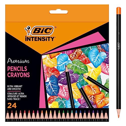 Bic Intensity, Matite Colorate Per Adulti E Studenti, Colori Brillanti E Intensi, 24 Unità, Cancelleria Scuola E Casa