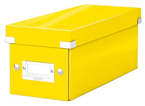 Leitz Click & Store Wow Scatola Archivio Cd, Per Archivio E Organizzazione Di Cd, Adatta A Casa E Ufficio, Giallo, 60410016