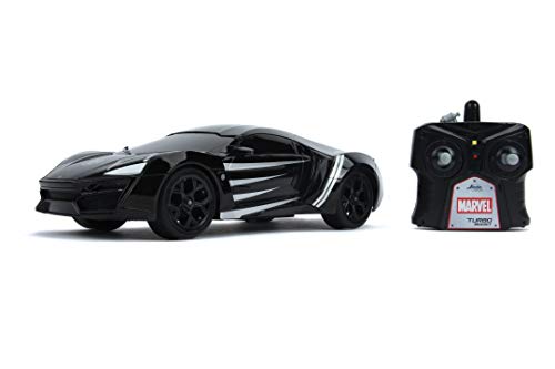 Jada Toys 253226001 Marvel Panther Lykan Hypersport Turbo Rc Car Con Telecomando, Avanti/Indietro/Sinistra/Destra, Scala 1:16, Funzione Di Ricarica Us