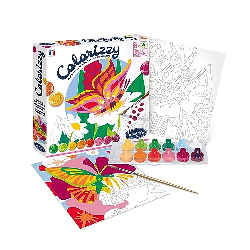 Sentosphère- Colorizzy Dipingere Con I Numeri, Pittura Per Bambini, Farfalle, Kit Fai Da Te, Multicolore, 3904504