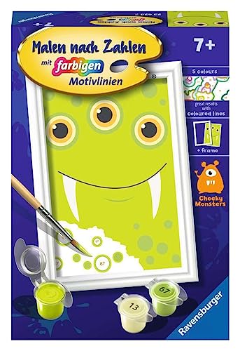 Ravensburger Dipingere Con I Numeri, Mostri Verdi, Bambini Dai 7 Anni In Su, Colore Giallo, 23628
