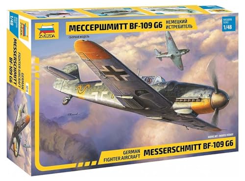 Zvezda 500784816-Modellino Messerschmitt Bf-109 G6, Scala 1:48, Colore Mimetico, Small, 4816