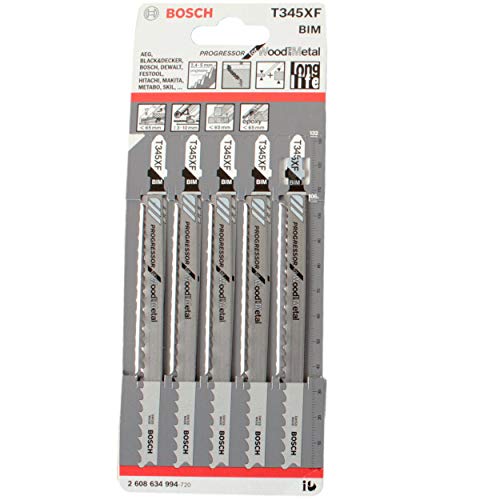 Bosch 2608634994 - Hoja De Sierra De Calar T 345 Xf: Progressor Wood&Metal: 5 Uds