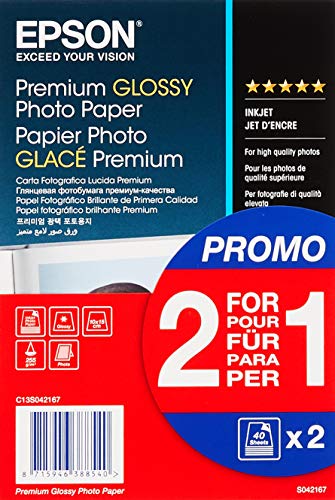 Epson Super Carta Fotografica Lucida, 2 X 40 Fogli, 10 X 15 Cm, Glacé, Formato A6