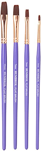 Humbrol Hubrol-Set Di 4 Pennelli Piatti, 3 Mm, 5 Mm, 7 Mm, 10 Mm, Colore Viola, Flat Brushes Size 3Mm, 5Mm, 7Mm, 10Mm Brush Pack, Ag4305