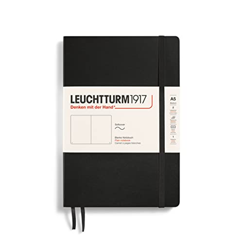 Leuchtturm1917 318651 Taccuini Medium (A5), Copertina Morbida, 123 Pagine Numerate, Nero, Bianco