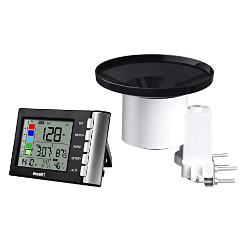Ecowitt Sensore Pluviometrico, Collezione Pioggia Wireless Stazione Meteorologica Digitale 3 In 1 Ad Alta Precisione Con Termometro Interno E Igrometr