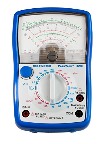 Peaktech Multimetro Analogico; Cat Iii 600 V; Amperometro 10 A Dc; Voltmetro 500 V Ac/Dc; Tester Di Continuità, 1 Pezzo, P 3201