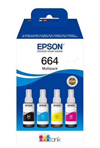 Epson 664 Cmjn Bottiglia Ecotank 4-Colour Multipack, Inchiostri Originali Dye A 4 Colori