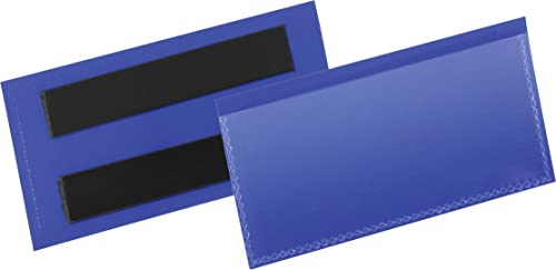 Durable 174307 Tasche Con Bande Magnetiche, 113 X 53 Mm (L X H), Confezione Da 50 Pezzi, Blu