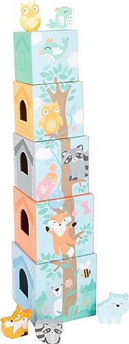 Small Foot 11721 Dadi Da Accatastare Pastello, In Legno, Con Raffigurazioni Di Animali, A Partire Dai 12 Mesi Toys