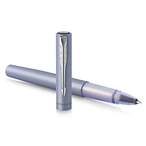 Parker Penna Roller Vector Xl | Laccatura Argento-Blu Metallizzato Su Ottone | Punta Sottile Con Ricarica Di Inchiostro Nero | Confezione Regalo
