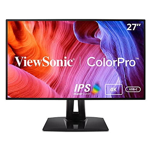Viewsonic Vp2768A-4K 27-Inch 2160P Uhd Professional Monitor, 100% Srgb, Pantone Validated, Colour Blindness Mode, Usb Type-C, Hdmi, Displayport, Ether