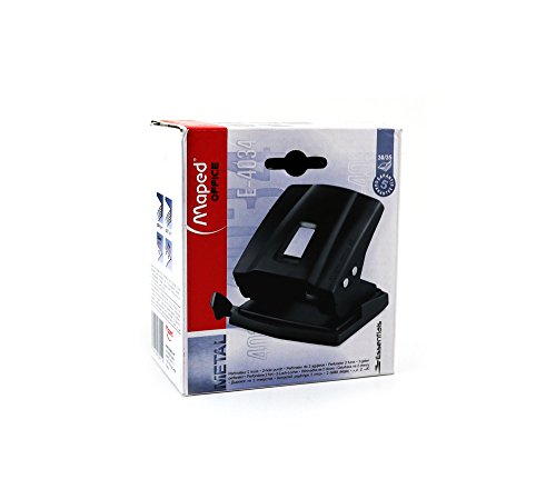 Maped M403411 - Perforatrice A Molla Essentials, In Metallo, Perfora Fino A 35 Fogli, Nero