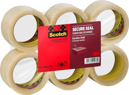 Scotch Nastro Da Imballo Per Sigillatura Sicura, Trasparente - 50 Mm X 66 M, 6 Rotoli/Confezione - Nastro Adesivo Di Qualità Per Chiudere Scatole, Car