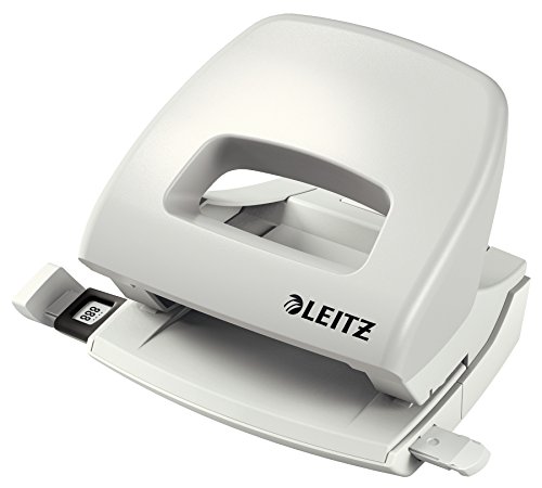 Leitz Pratica Perforatrice Da Ufficio Compatta, Capacità Fino A 16 Fogli, Grigio, Metallo, Guida Di Arresto Con Barra Di Selezione Del Formato, Gamma