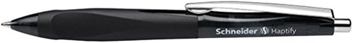 Schneider Haptify Clip-On Retractable Ballpoint Pen Medium Black - Ballpoint Pens (Clip-On Retractable Ballpoint Pen, Black, Black, Medium, Stainless 