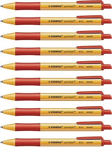 Penna A Sfera Ecosostenibile - Stabilo Pointball - Co2 Neutral - Confezione Da 10 - Rosso