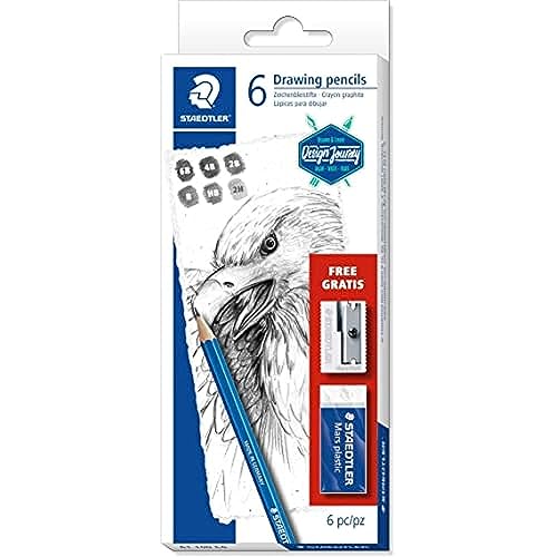 Staedtler Mars Lumograph 61 100 C6, Custodia Con Sei Matite In Grafite, Blu