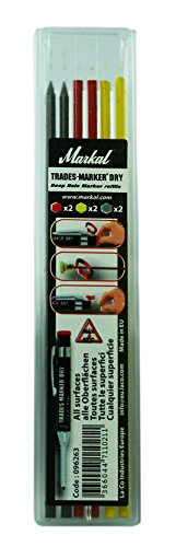 Markal 96263 Trades-Marker Dry Set Con 6 Mine Assortite (2 Grafite, 2 Rosse, 2 Gialle), Confezione Da 12, Colori: Grigio, Rosso, Giallo
