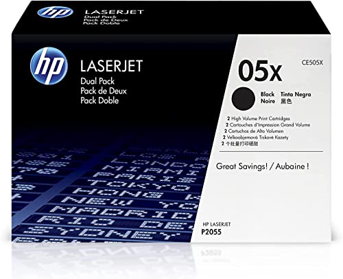 Hp 05X Ce505Xd, Multipack Da 2 Toner Originali Hp Da 6500 Pagine, Compatibile Con Le Stampanti Hp Laserjet P2035, P2055, P2055D, P2055Dn E P2055, Nero