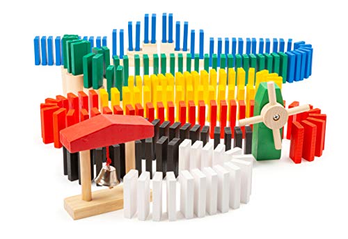 Small Foot Small Foot-11402 Domino Rally, Gioco Di Reazione A Catena Di Legno, Pz, Dai 3 Anni Giocattoli, Multicolore, 490 Pezzi, 11402
