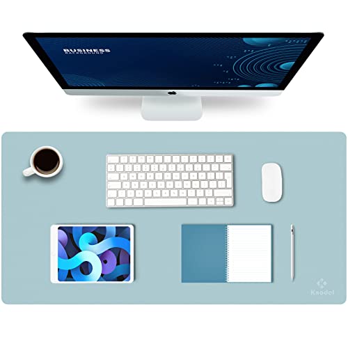 Knodel Tappetino Scrivania, Sottomano Scrivania, 80Cm X 40Cm In Similpelle Pu, Tappetino Per Laptop, Copri Scrivania, Doppia Facciata (Azzurro)