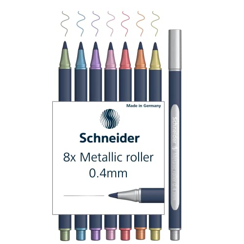 Schneider Paint-It 050 - Set Di Penne A Sfera Metallizzate, 0,4 Mm, Confezione Da 8 Pezzi
