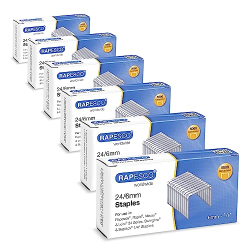 Rapesco 1736 Confezione Business: Punti Galvanizzati 24/6Mm, 6 Scatole Da 5000