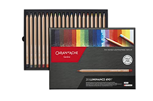 Caran D'Ache Luminance 6901 - Matite Colorate Permanenti, Scatola Con 20 Colori