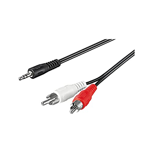 Goobay 50441 Adattatore Cavo Audio Aux, Jack Da 3.5Mm A Connettore Rca Stereo, Nero, 10M Lunghezza Del Cavo