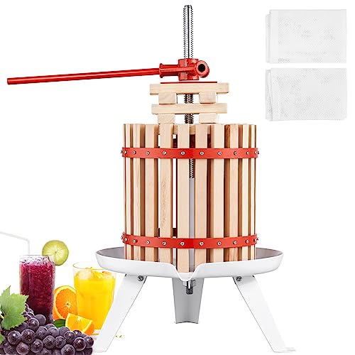 Vevor Torchio Per Vini Di Frutta 12 Litri 3,2 Galloni Torchietto Manuale Pressa Per Succo Spremiagrumi Con Impugnatura Cestello In Legno Massello Estr