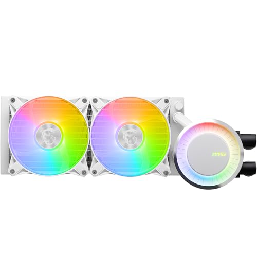 Msi Mag Coreliquid E240 Liquid Cooler (Bianco)- Piastra Di Raffreddamento In Rame, Argb Blockhead & Ventole Fdb, Water Block A 2 Camere, Radiatore Spl