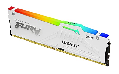 Kingston Fury Beast Bianco Rgb Xmp 16Gb 5600Mt/S Ddr5 Cl40 Dimm Memoria Gaming Per Computer Fissi Single Module - Kf556C40Bwa-16
