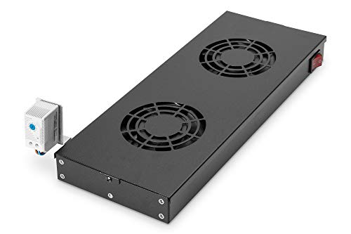 Ventilatore Digitus Per Rack 19" (1U), O Montaggio A Tetto In Armadio Server E Rete Varioflex, 2X Ventilatore, Termostato, Grigio (Ral 7035)