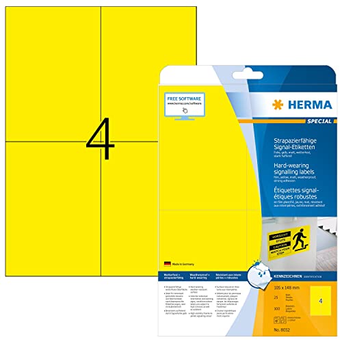 Herma Signal-Schilder A4 105X148 Mm Gelb Folie 100 St.