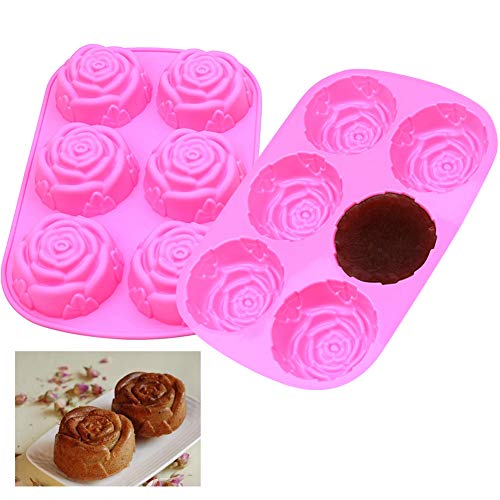 Rose Silicone Soap Moulds,3Pcs 6 Cavità Fiore Di Rosa In Silicone Vassoio Stampi Per Sapone In Silicone Per Torta Bread Pudding Chocolate Muffin Sapon